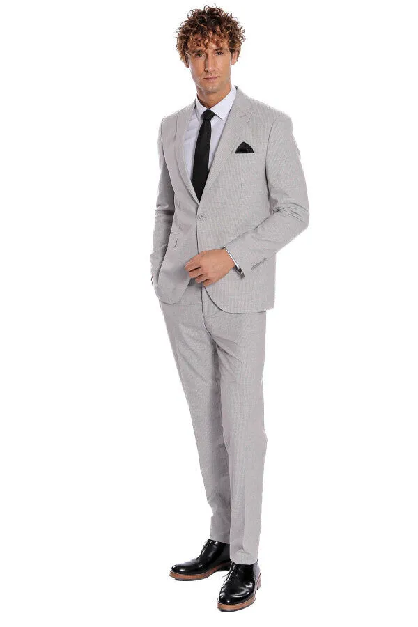 2 Piece Striped Grey Men Suit - Wessi