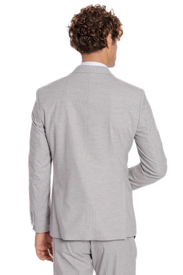 2 Piece Striped Grey Men Suit - Wessi