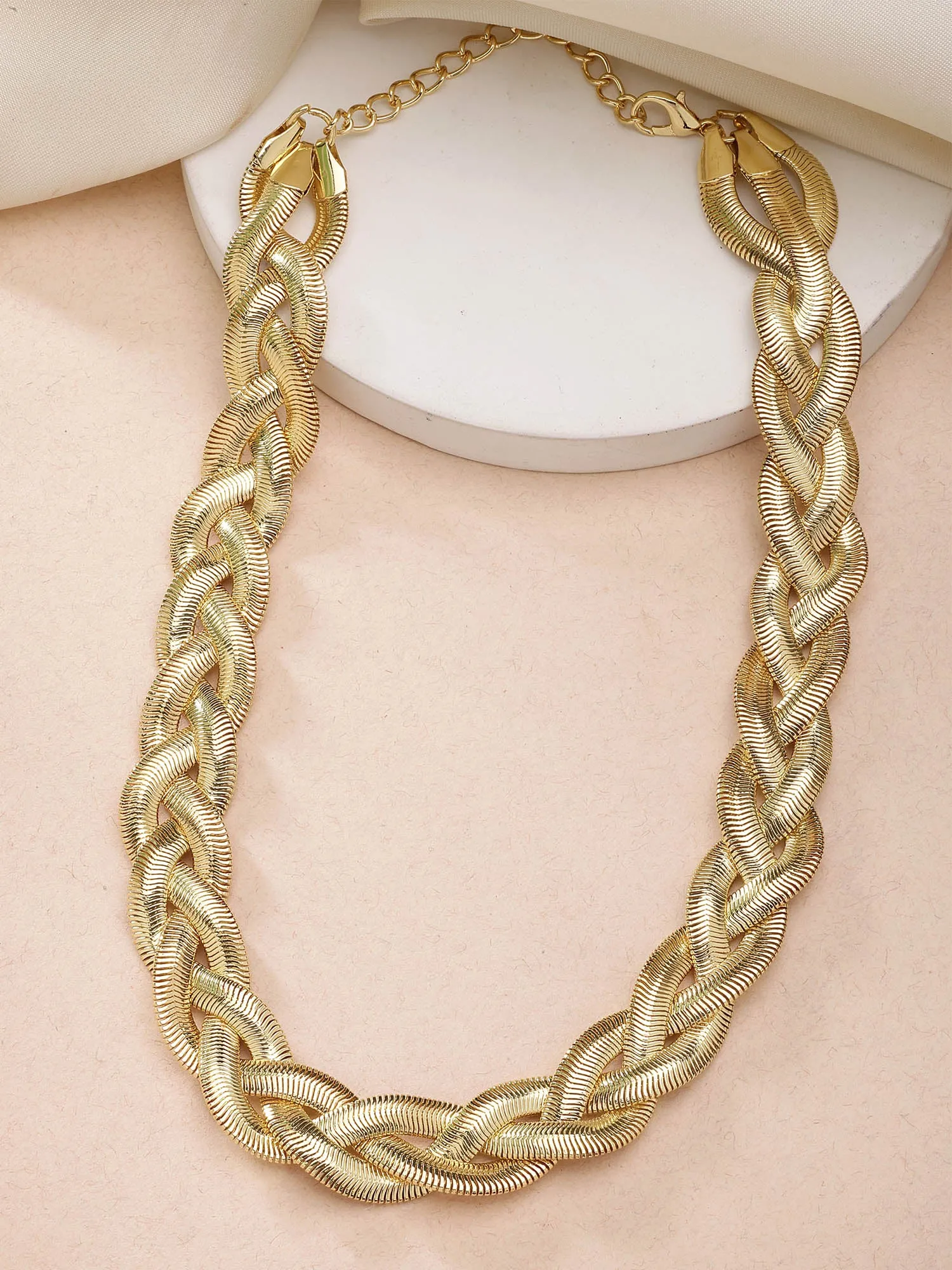 Bohey by KARATCART Gold-Plated Twisted Chain Necklace for Women