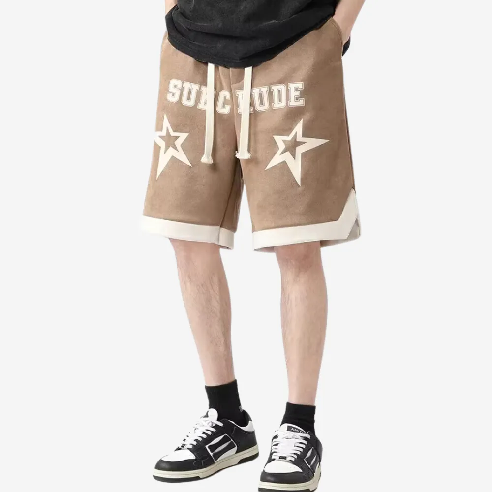 Casual Suede Print Shorts