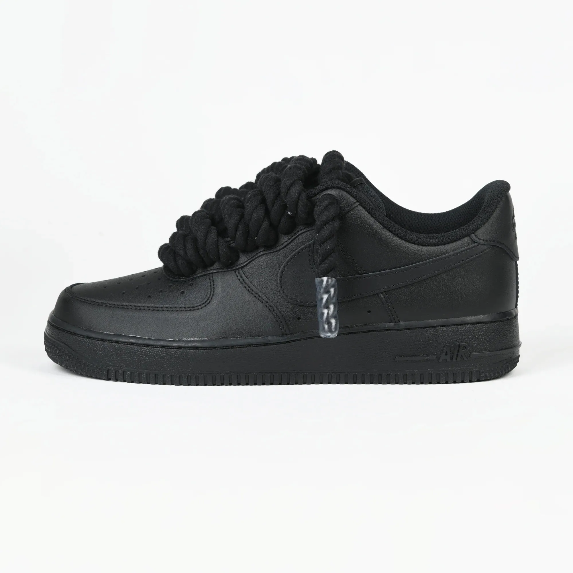 Custom Nike AIR Force 1 Sneaker - Dicke/Rope Schnürsenkel Schwarz