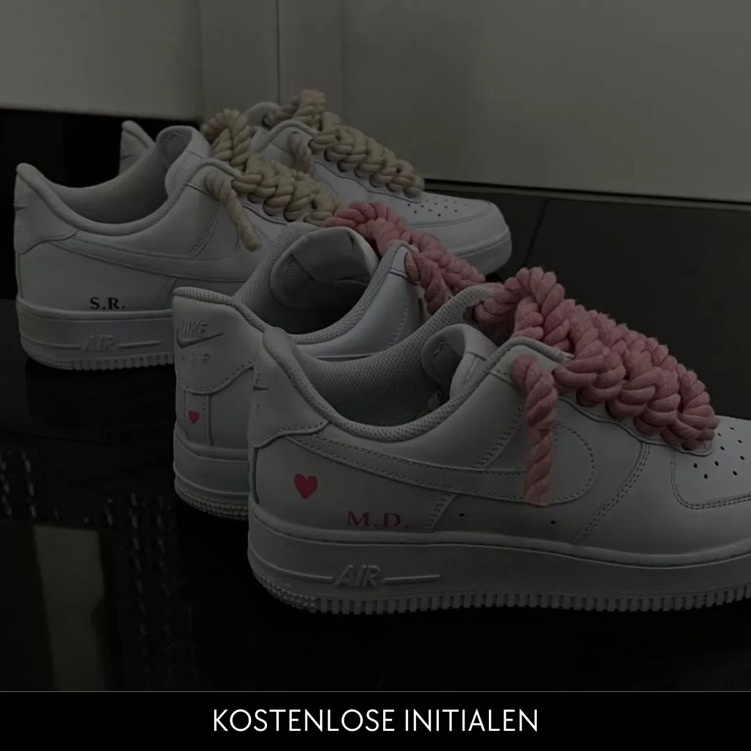 Custom Nike AIR Force 1 Sneaker - Dicke/Rope Schnürsenkel Schwarz
