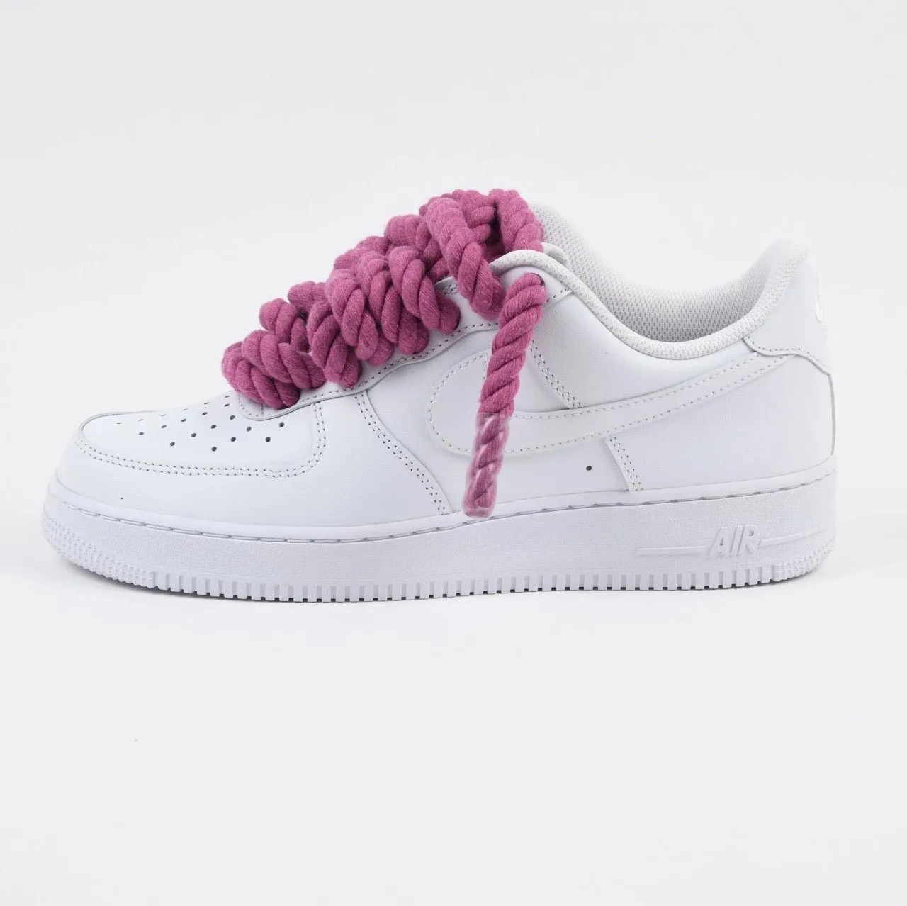 Custom Nike AIR Force 1 Sneaker - Rope Schnürsenkel Himbeere