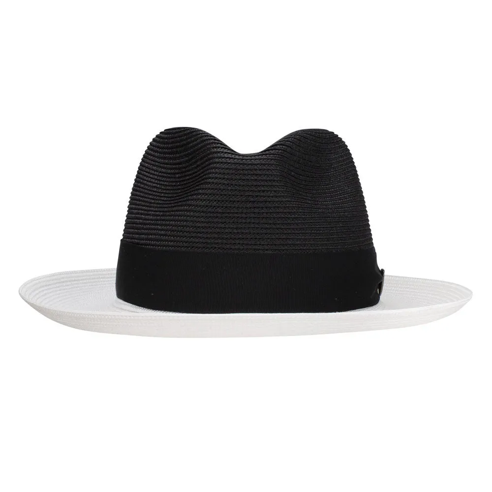 Dobbs Toledo Milan Straw Hat in Black/White