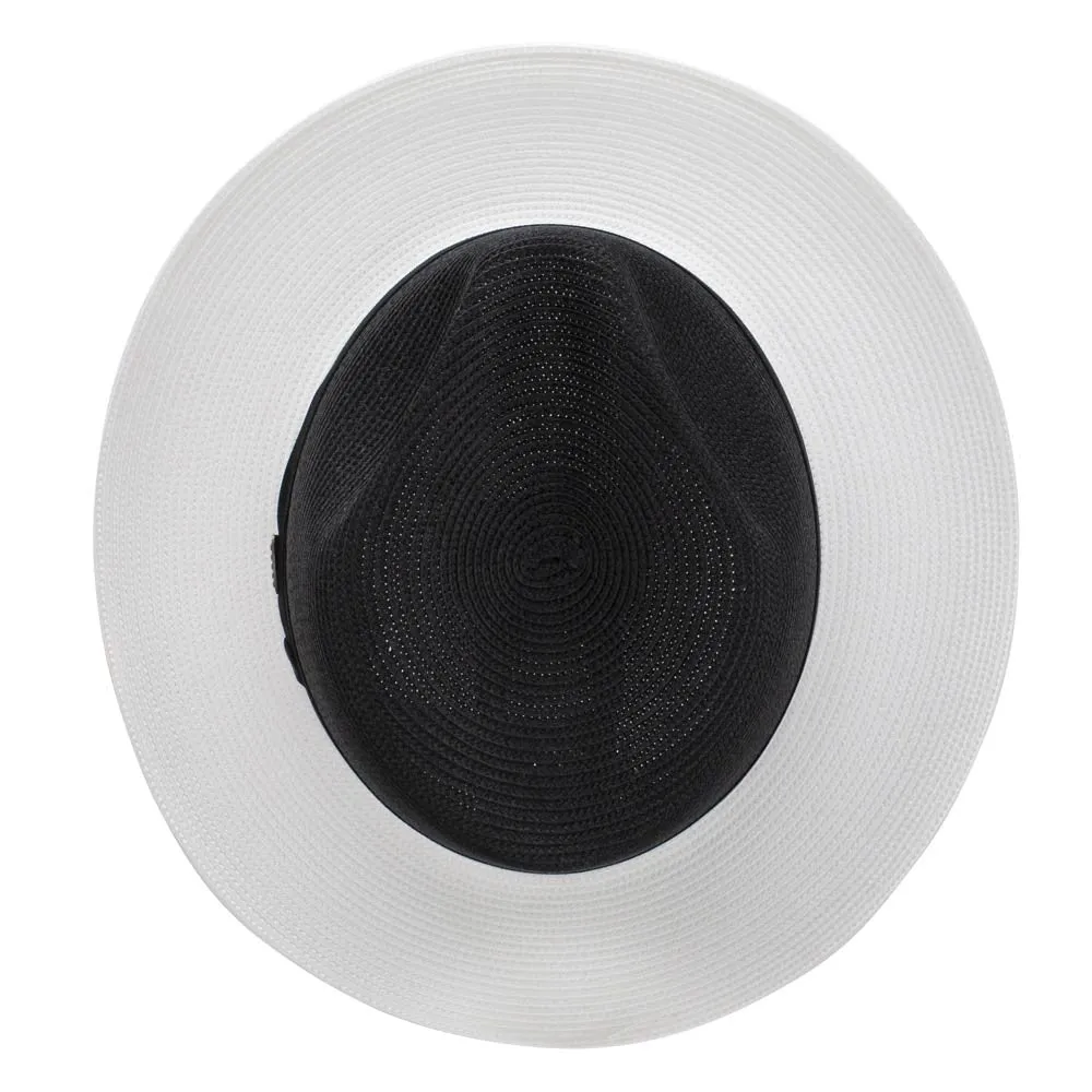 Dobbs Toledo Milan Straw Hat in Black/White