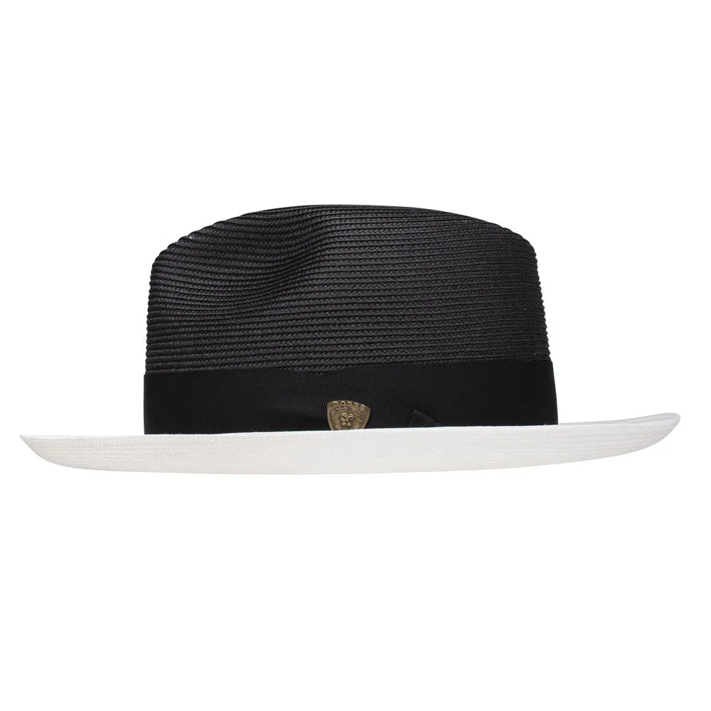 Dobbs Toledo Milan Straw Hat in Black/White