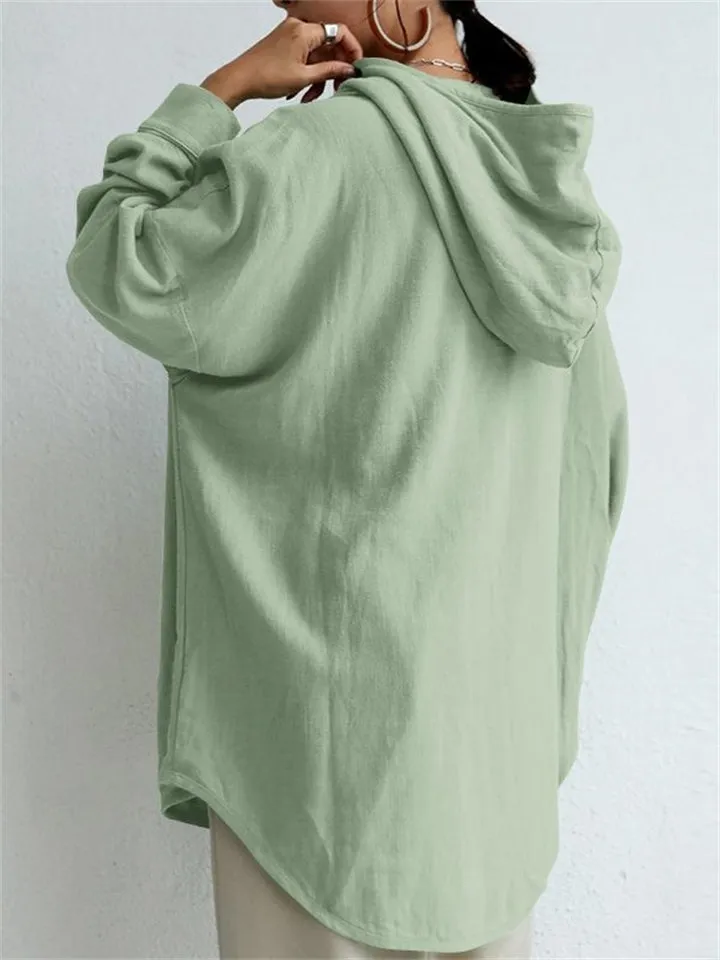 Female Comfortable Casual Plus Size Pure Color Hoodies
