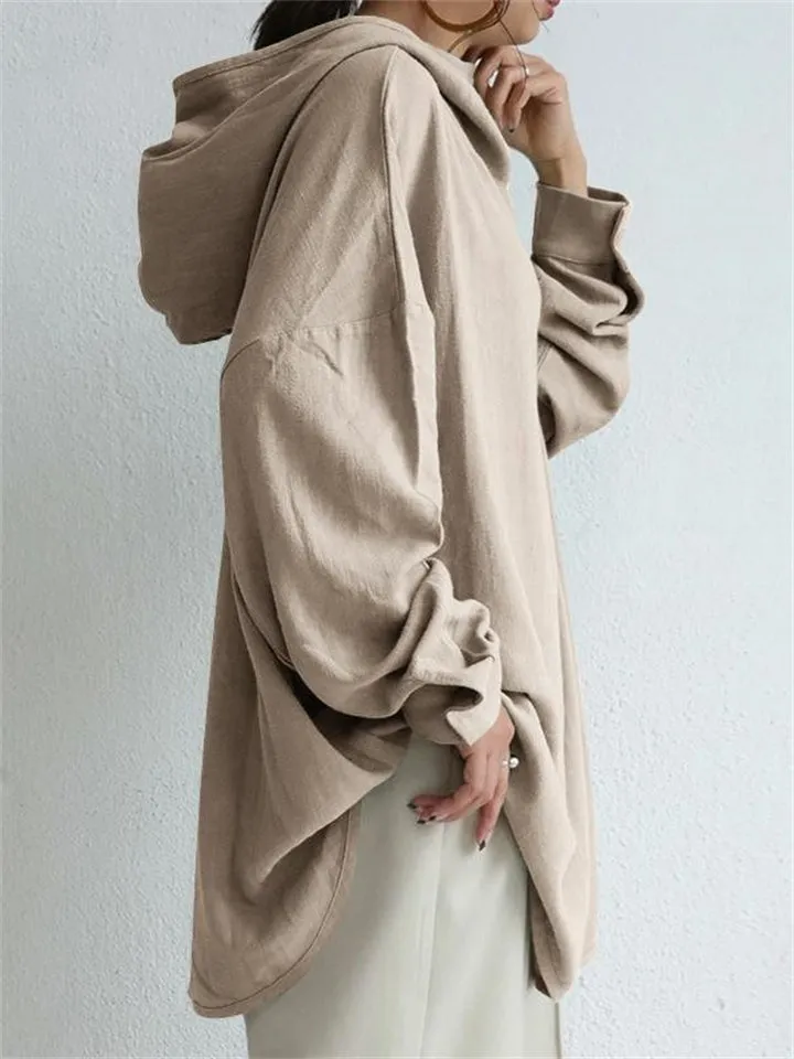 Female Comfortable Casual Plus Size Pure Color Hoodies