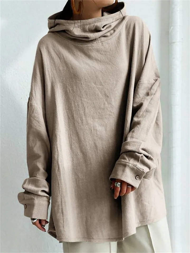 Female Comfortable Casual Plus Size Pure Color Hoodies