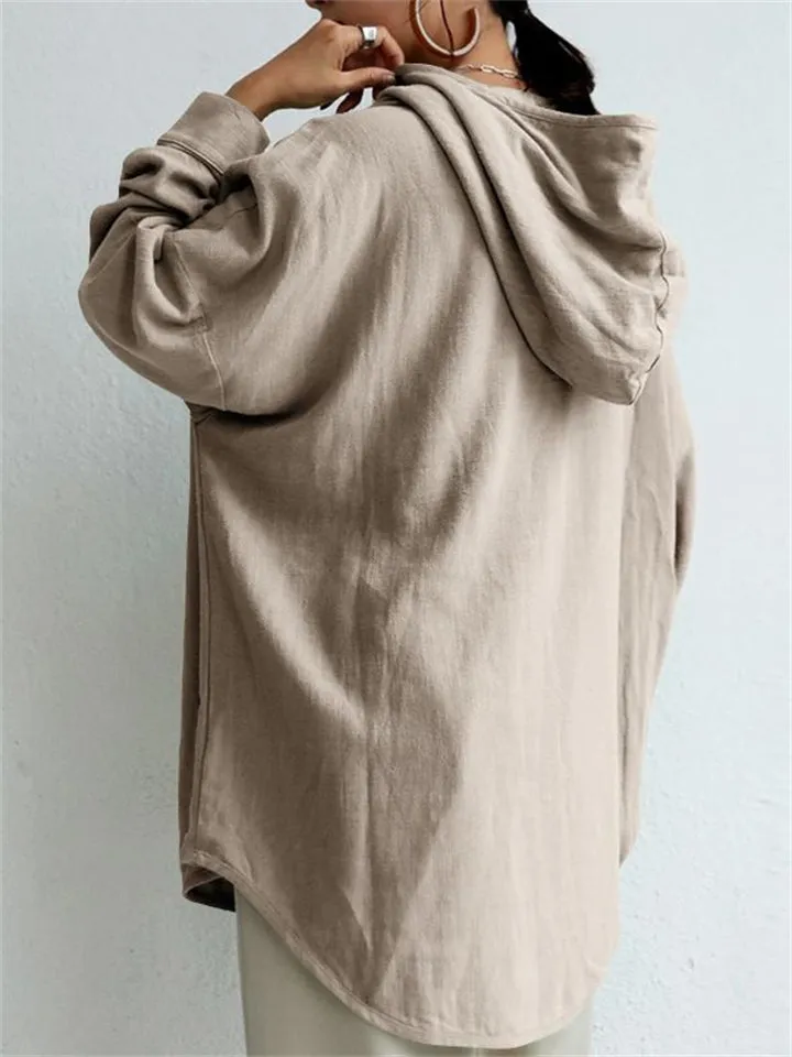 Female Comfortable Casual Plus Size Pure Color Hoodies