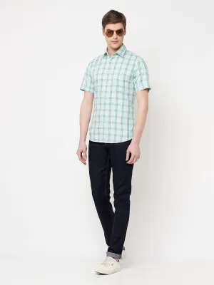 Green Checked Casual Shirt