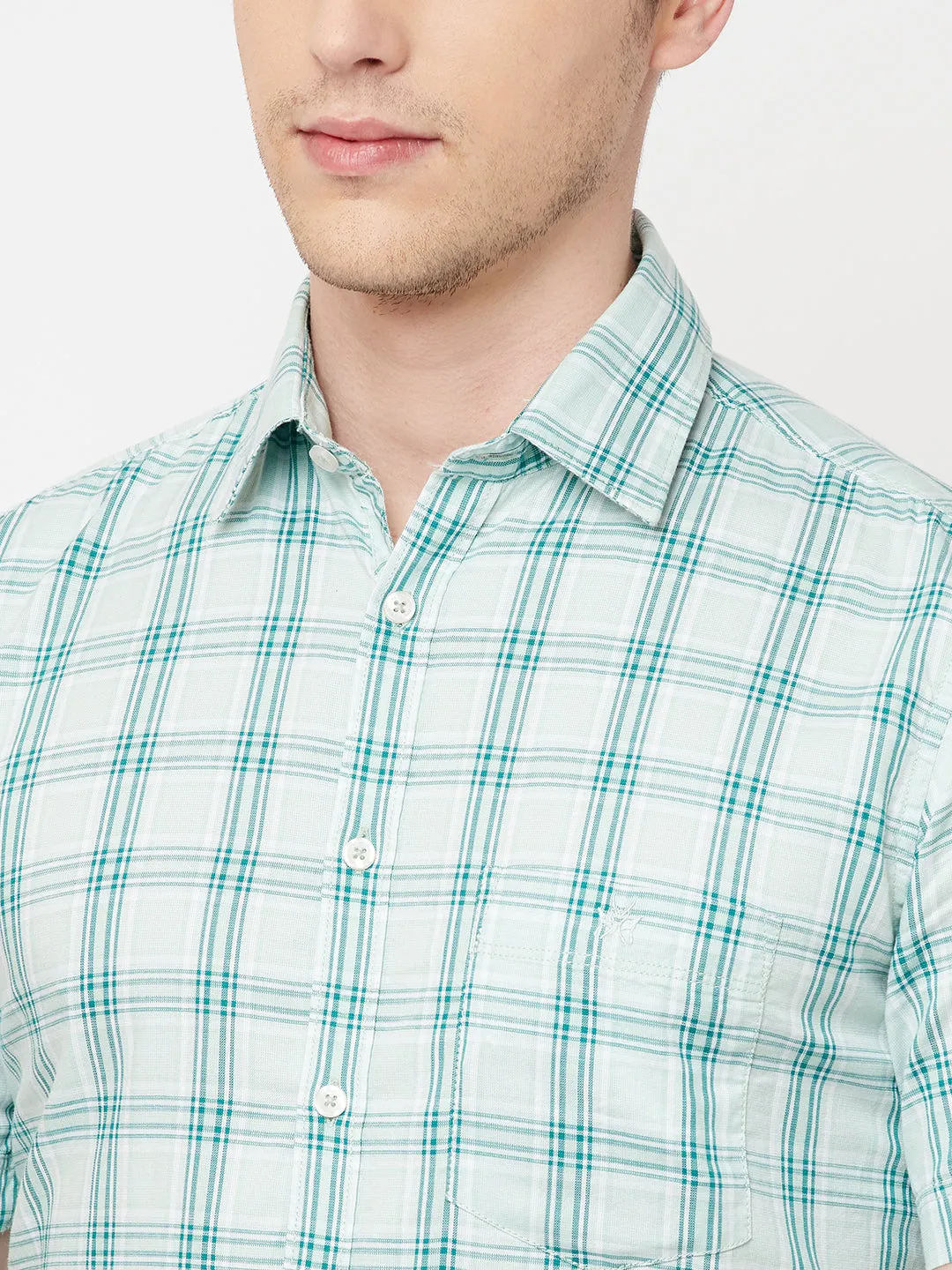 Green Checked Casual Shirt