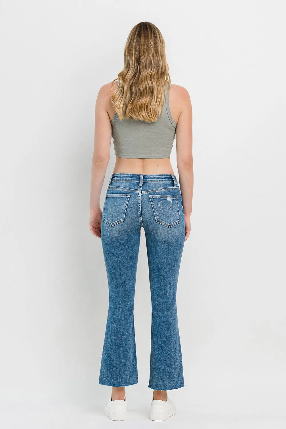 Hazel Blues® |  Vervet by Flying Monkey Mid Rise Distressed Cropped Flare Jeans