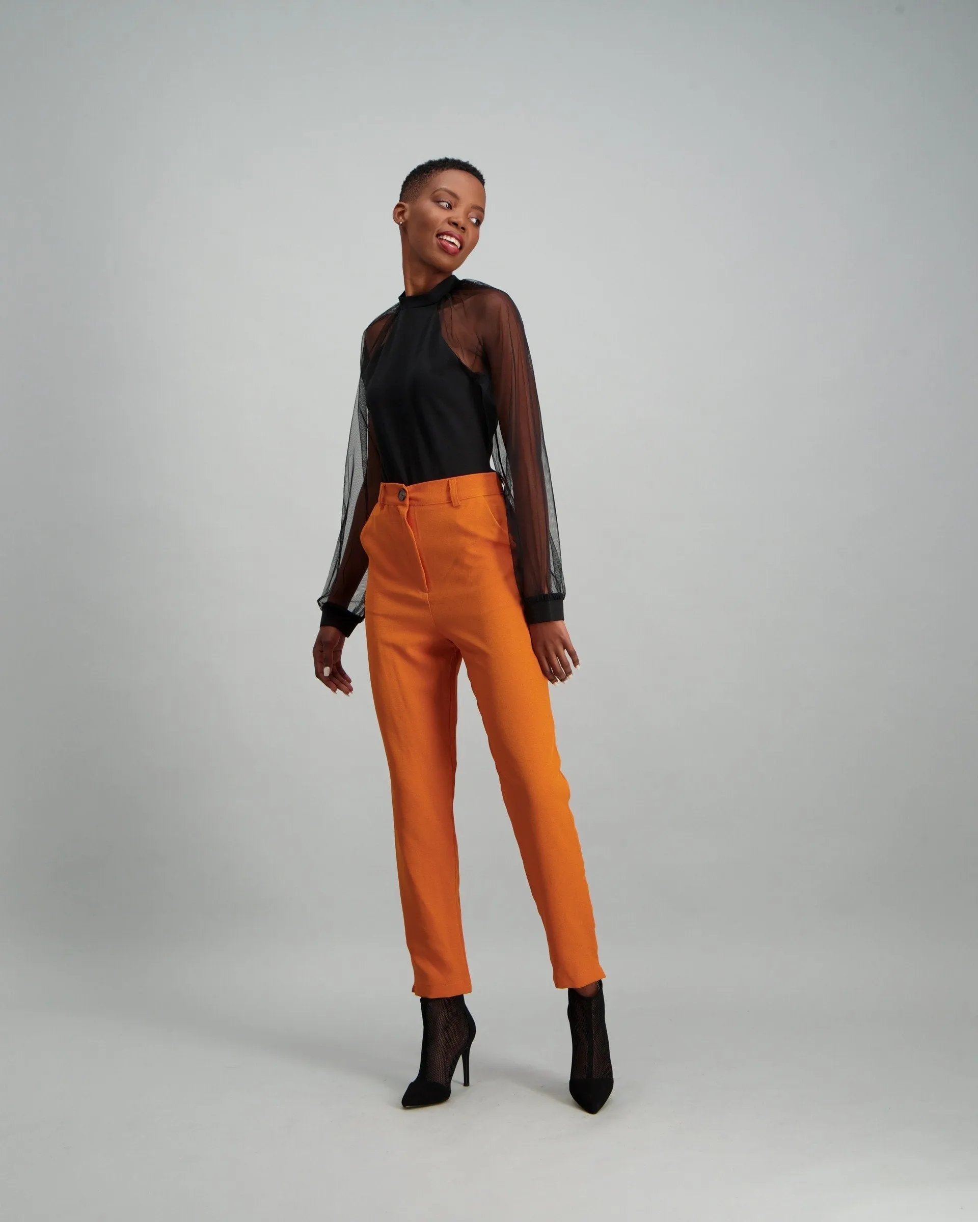 Ladies Slim Leg Pant Set - Mustard