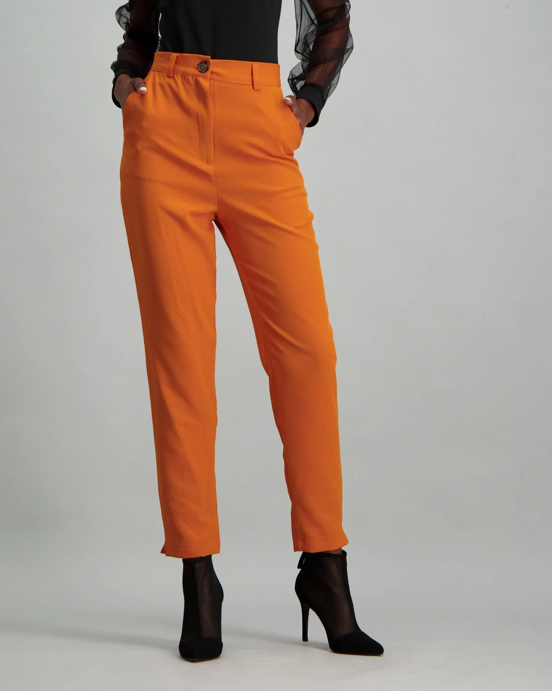 Ladies Slim Leg Pant Set - Mustard