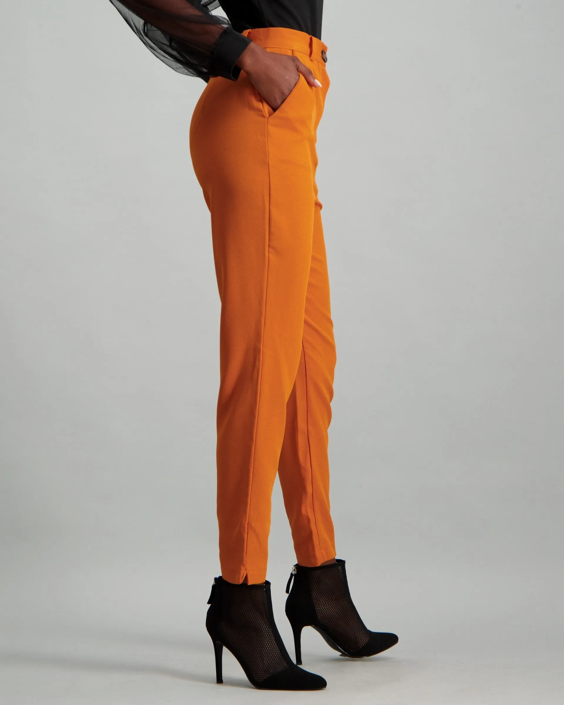 Ladies Slim Leg Pant Set - Mustard