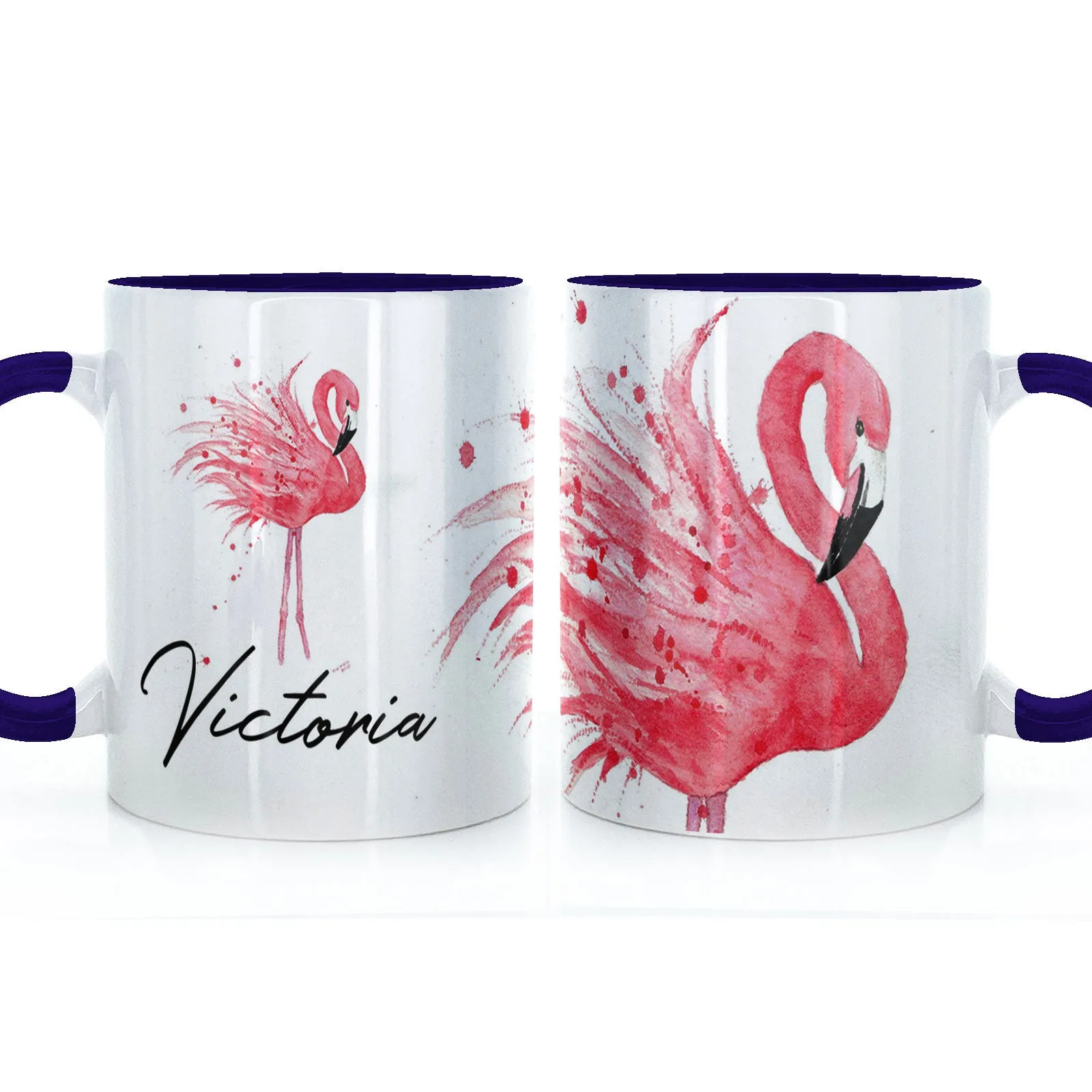 Personalised Mug with Stylish Text and Flamingo