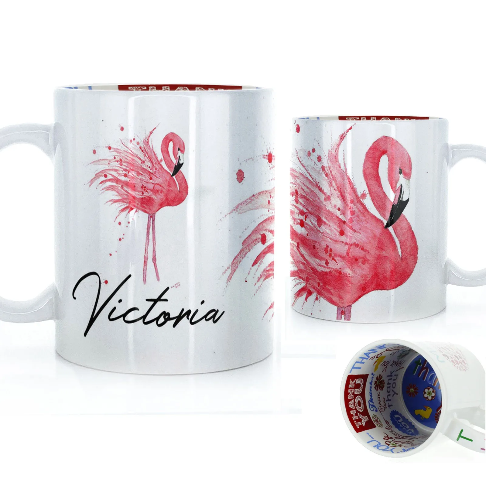 Personalised Mug with Stylish Text and Flamingo
