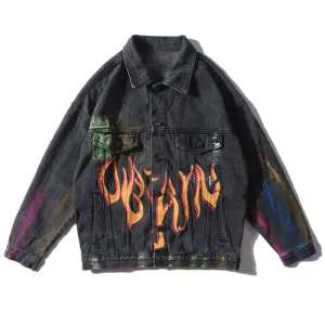 "GRAFFITI" Veste en jean denim Bleu - URB1™