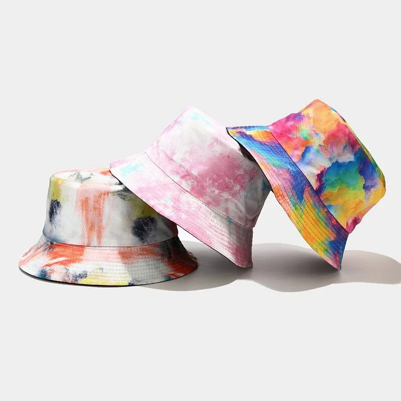 "TIE AND DYE" Chapeau Bob Imprimé Noir Orange Rose - URB1™