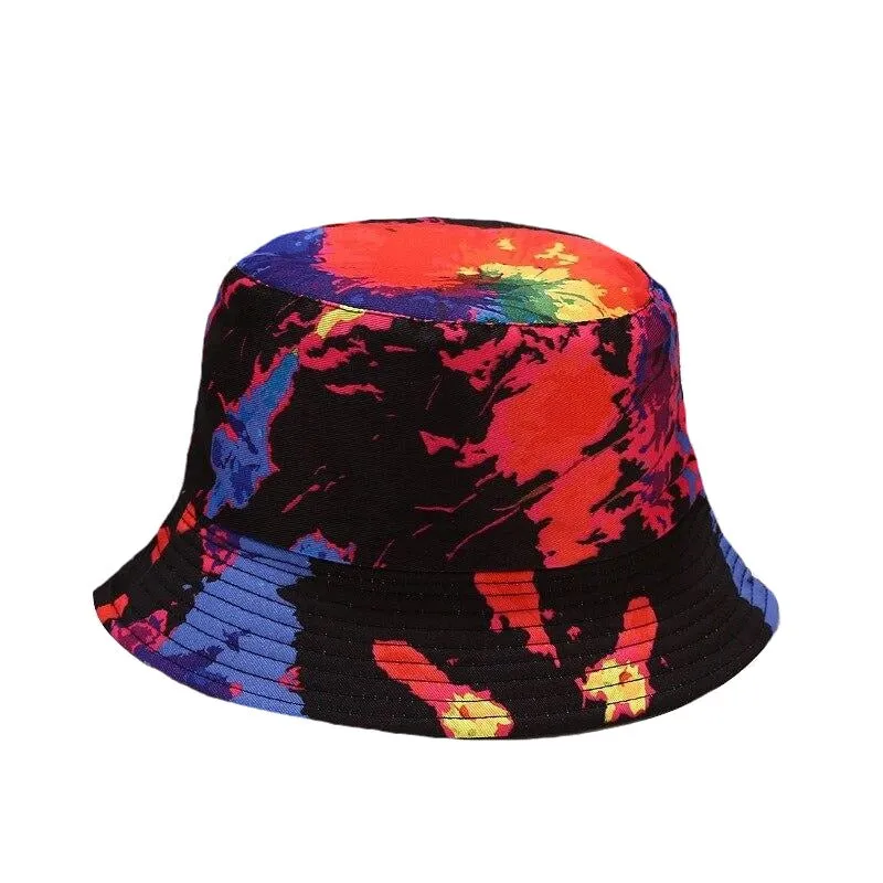 "TIE AND DYE" Chapeau Bob Imprimé Noir Orange Rose - URB1™