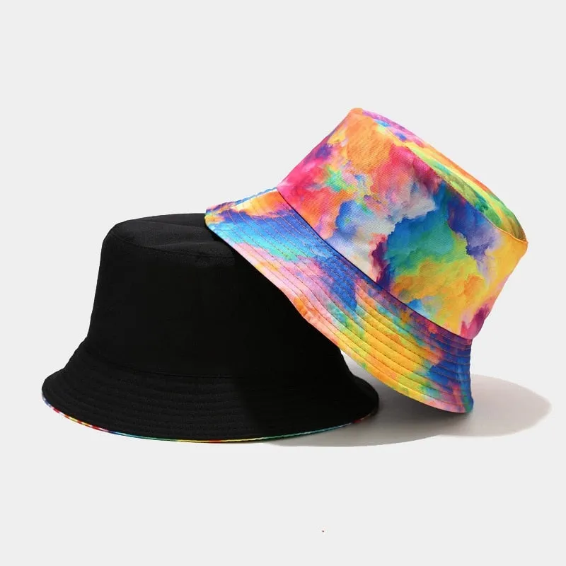 "TIE AND DYE" Chapeau Bob Imprimé Noir Orange Rose - URB1™