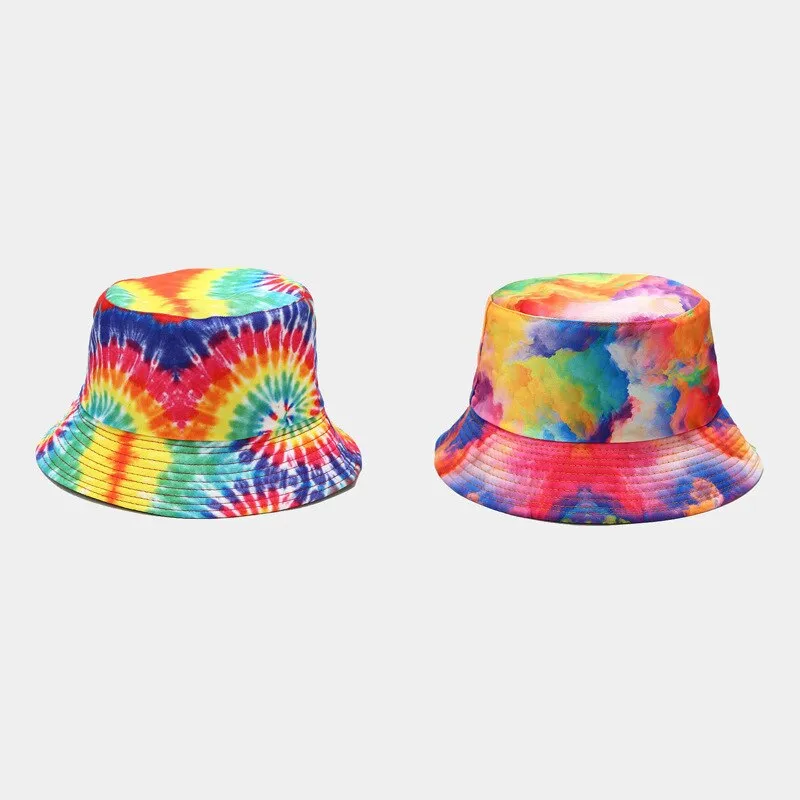 "TIE AND DYE" Chapeau Bob Imprimé Noir Orange Rose - URB1™