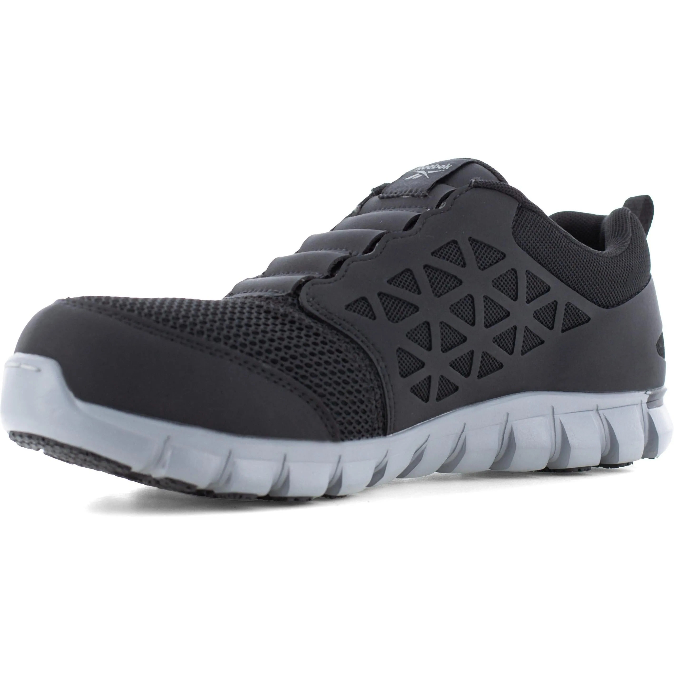 Reebok Men's Sublite Cushion Comp Toe Slip On Athletic Work Shoe- Black- RB4052