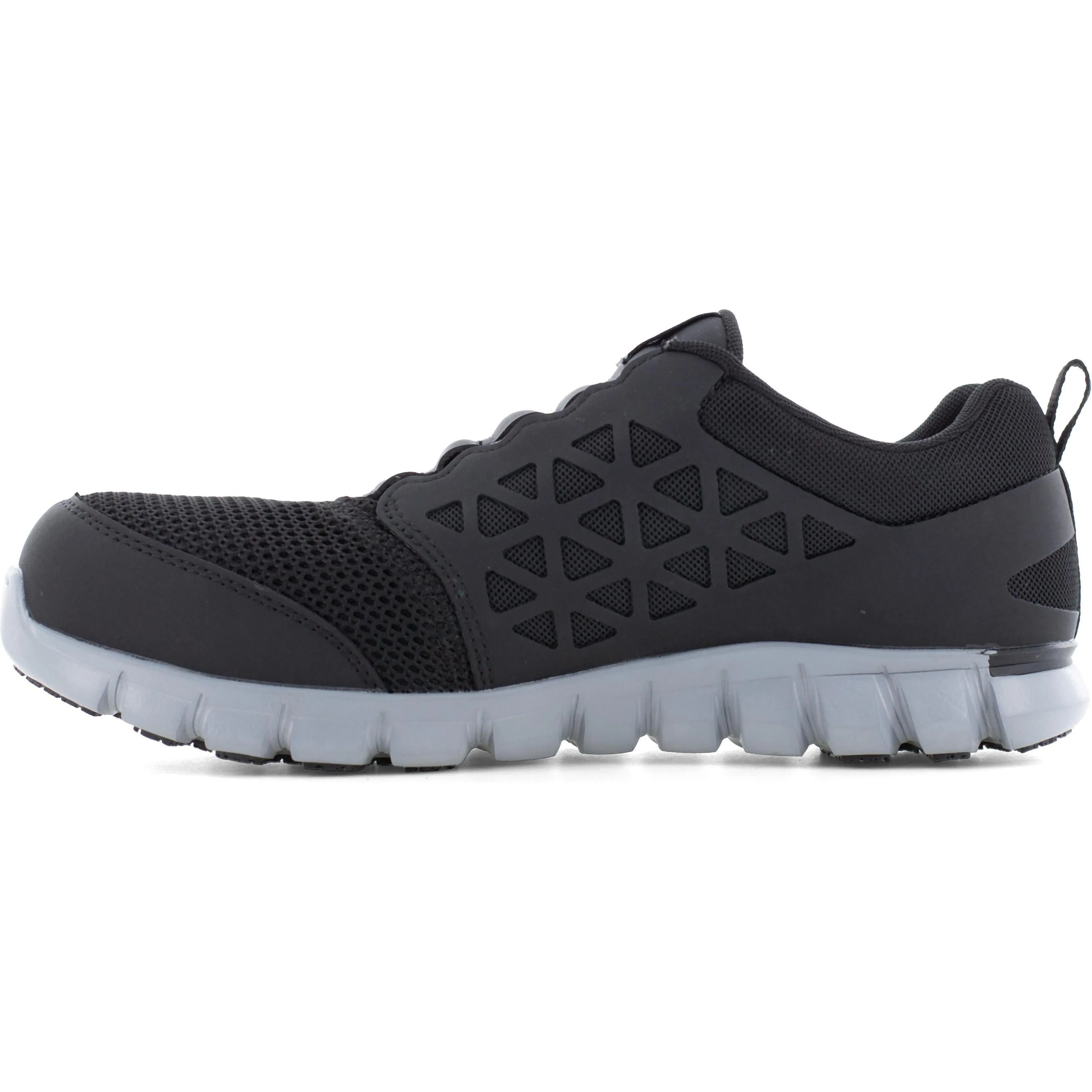 Reebok Men's Sublite Cushion Comp Toe Slip On Athletic Work Shoe- Black- RB4052