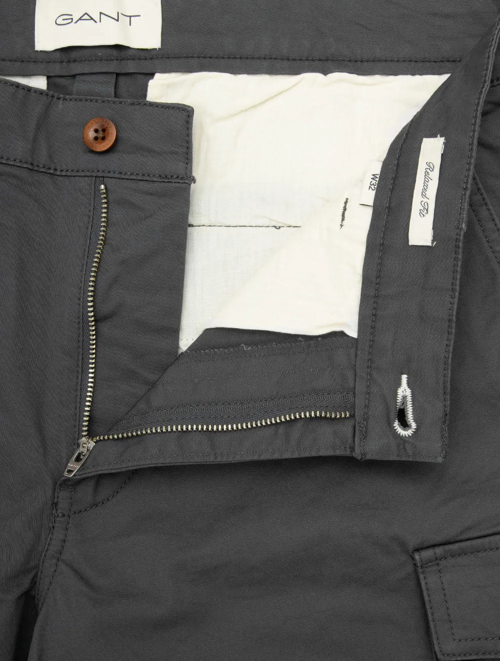 Relaxed Fit Twill Cargo Shorts Antracite