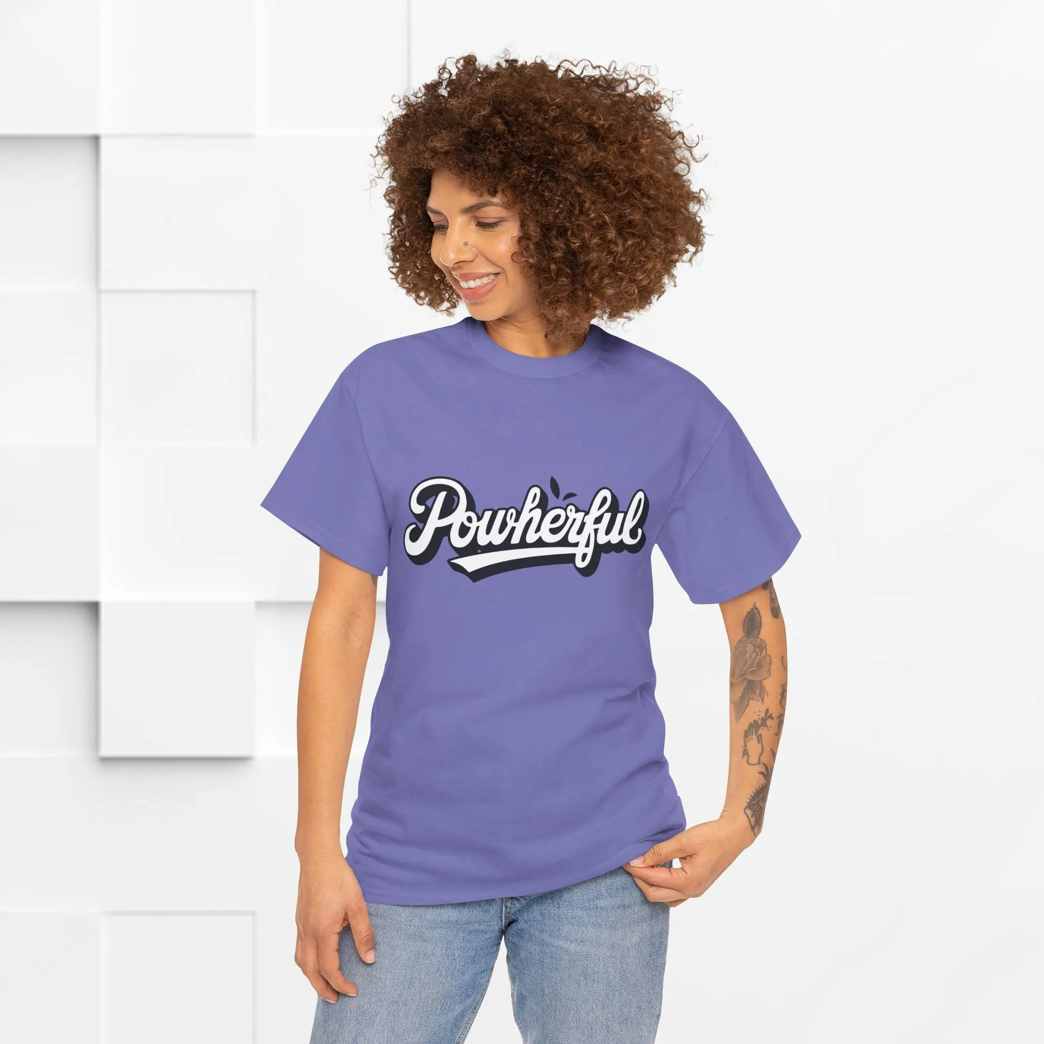 Unisex Heavy Cotton Tee - 'Powerful' Graphic Tee for Empowerment and Self-Expression